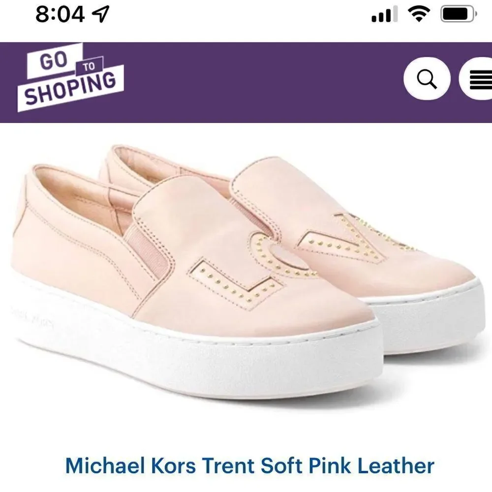 EUC WOMEN’S MICHAEL KORS TRENT SOFT PINK LEATHER SLIP ON SHOES SIZE 10